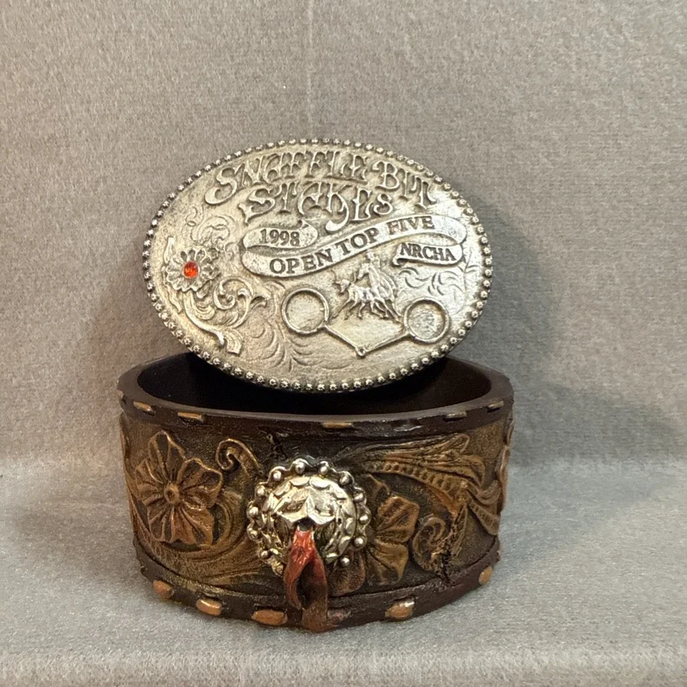 Western Style Trinket Box 1998 Open Top 5 NRCH Sniffle Bit Stakes